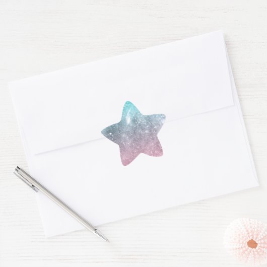 Aqua blue Roze zee sterrenstelsel abstract Ster Sticker (Envelop)