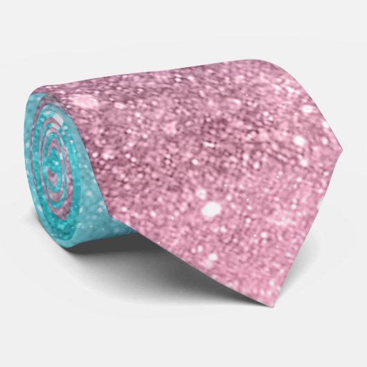 Aqua blue Roze zee sterrenstelsel abstract Stropdas (Opgerold)