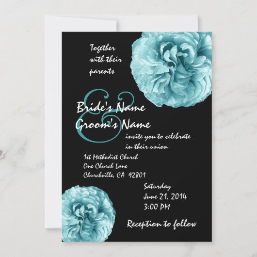 Aqua Blue Rozen Wedding Sjabloon Kaart (Voorkant)