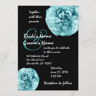 Aqua Blue Rozen Wedding Sjabloon Kaart