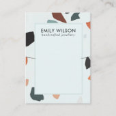 Aqua Blue Rust GreenTerrazzo Band Ketting Display Visitekaartje (Voorkant)