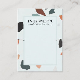 Aqua Blue Rust GreenTerrazzo Band Ketting Display Visitekaartje