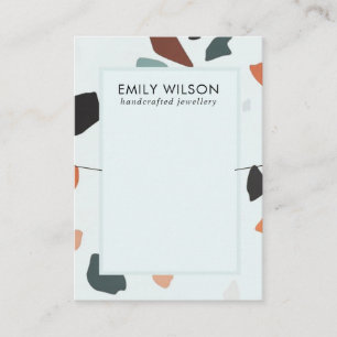 Aqua Blue Rust GreenTerrazzo Band Ketting Display Visitekaartje