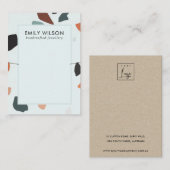 Aqua Blue Rust GreenTerrazzo Band Ketting Display Visitekaartje (Voorkant / Achterkant)