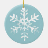 Aqua Blue Rustic Circle Fotoornament Snowflakes Keramisch Ornament (Achterkant)