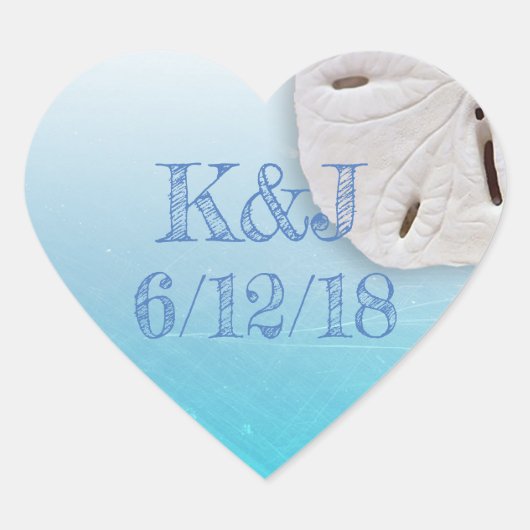 Aqua Blue Sand Dollar Seaside bruiloft Stickers (Voorkant)