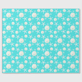 Aqua Blue Sand Dollar Starfish Patroon Cadeaupapier (Vlak)