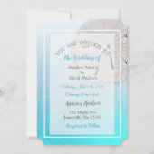 Aqua Blue Sand Dollar Thleding Wedding Invitations Kaart (Voorkant)