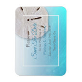 Aqua Blue Sand Dollar Wedding Save the Date Magnet Magneet (Verticaal)