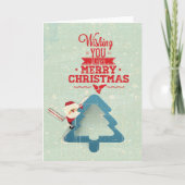 Aqua Blue Santa Claus kerstboom Feestdagen Kaart (Voorkant)
