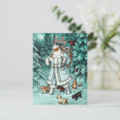  Aqua Blue Santa Claus Kerstmis Feestdagenkaart (Staand voorkant)