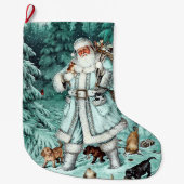 Aqua Blue Santa Claus kerststal Grote Kerstsok (Voorkant)