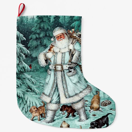  Aqua Blue Santa Claus kerststal Grote Kerstsok (Voorkant)