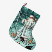 Aqua Blue Santa Claus kerststal Grote Kerstsok (Voorkant (Hangend))