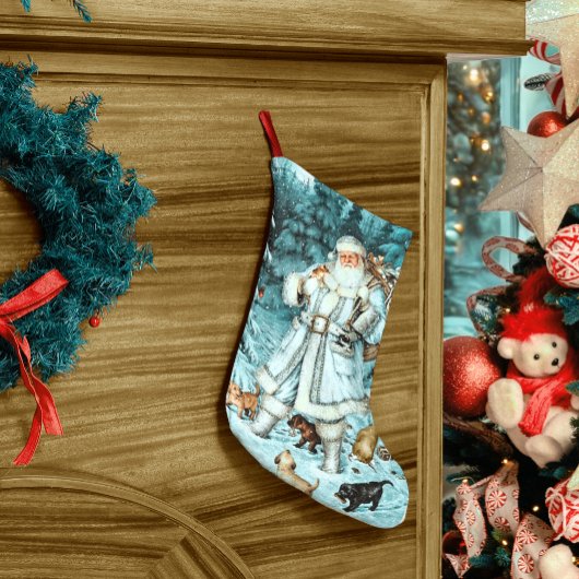 Aqua Blue Santa Claus kerststal Grote Kerstsok