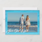 Aqua Blue Save the Date Coastal Save the Date Kaar Kaart (Voorkant)
