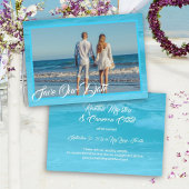 Aqua Blue Save the Date Coastal Save the Date Kaar Kaart