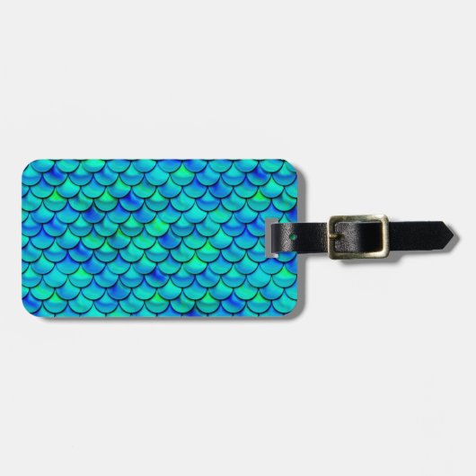 Aqua Blue Scales Bagagelabel (Voorkant horizontaal)