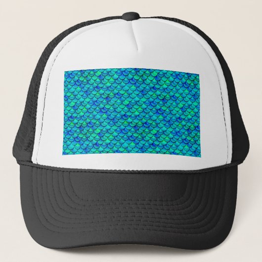 Aqua Blue Scales Trucker Pet (Voorkant)