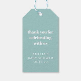 Aqua Blue Schattige Custom Baby shower Dank u Cadeaulabel