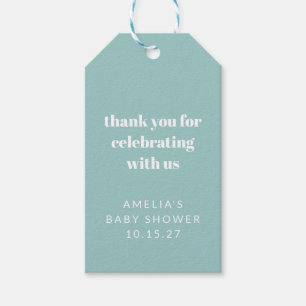 Aqua Blue Schattige Custom Baby shower Dank u Cadeaulabel