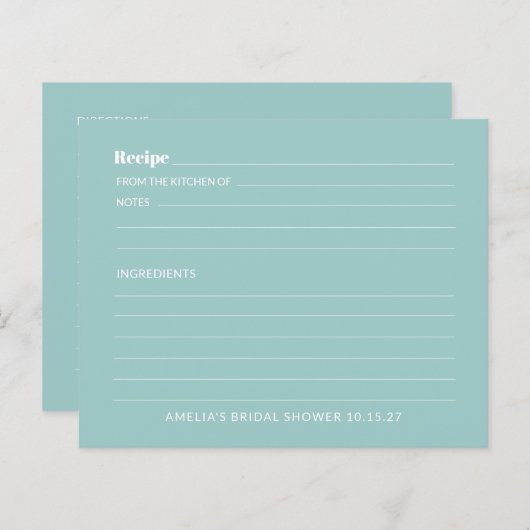 Aqua Blue Schattige Custom Vrijgezellenfeest Recep (Voorkant / Achterkant)