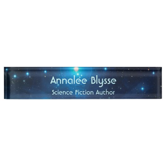 Aqua Blue Science Fiction Auteur Naambordje (Voorkant)