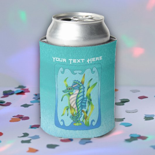 Aqua Blue Seahorse Creature Lijst Bubbles Blikjeskoeler