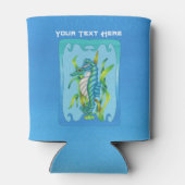 Aqua Blue Seahorse Creature Lijst Bubbles Blikjeskoeler (Achterkant)