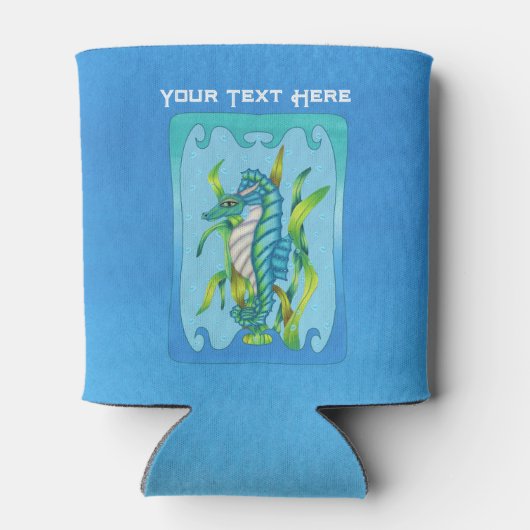 Aqua Blue Seahorse Creature  Lijst Bubbles Blikjeskoeler (Achterkant)