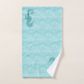 Aqua Blue Seahorse Monogram Badhanddoekset Bad Handdoek (Handdoek)