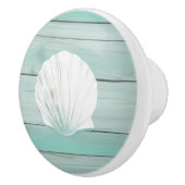 Aqua Blue Seashell Faux Wood Shell Lade knop (Rechts)