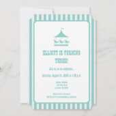 Aqua Blue Seersucker Carousel Uitnodiging (Voorkant)