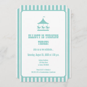 Aqua Blue Seersucker Carousel Uitnodiging