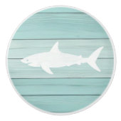 Aqua Blue Shark Faux Wood Lade knop (Voorkant)