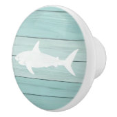 Aqua Blue Shark Faux Wood Lade knop (Rechts)