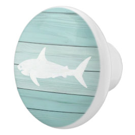 Aqua Blue Shark Faux Wood Lade knop
