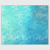 Aqua Blue Shiny Zee Shell Mermaid Fish Scales Cadeaupapier (Vlak)