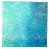 Aqua Blue Shiny Zee Shell Mermaid Fish Scales Tegeltje (Voorkant)