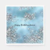 Aqua Blue Silver Glitter Servet (Voorkant)