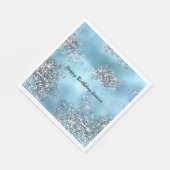 Aqua Blue Silver Glitter Servet (Hoek)