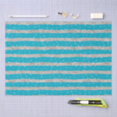 Aqua Blue Silver Sparkly Confetti Stripes Tissuepapier (Craft)