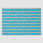 Aqua Blue Silver Sparkly Confetti Stripes Tissuepapier (Voorkant)