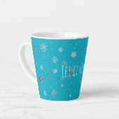 Aqua Blue Silver White Christmas Snowflakes Latte Mok (Linkerhoek)