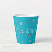 Aqua Blue Silver White Christmas Snowflakes Latte Mok (Voorkant)