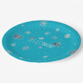 Aqua Blue Silver White Christmas Snowflakes Papieren Bordje (Gekanteld)