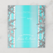 Aqua Blue & Silver Winter Sneeuwvlokken Party Zitp Plaatskaartje (Buitenkant ongevouwen)