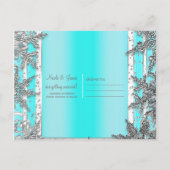 Aqua Blue & Silver Winter Sneeuwvlokken Save the D Aankondigingskaart (Achterkant)