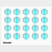 Aqua Blue & Silver Winter Sneeuwvlokken Sweet 16 Ronde Sticker (Vel)