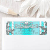 Aqua Blue & Silver Winter Wonderland Sneeuwvlokken Etiket (Insitu)